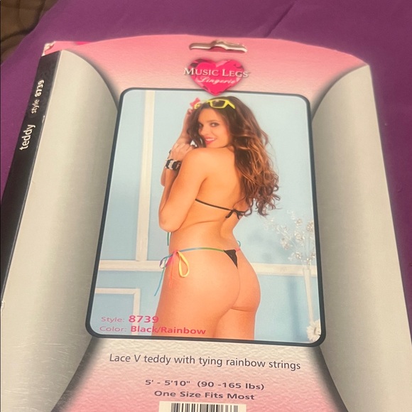 Music Legs Black and Rainbow Lace Chemise - Picture 3 of 3